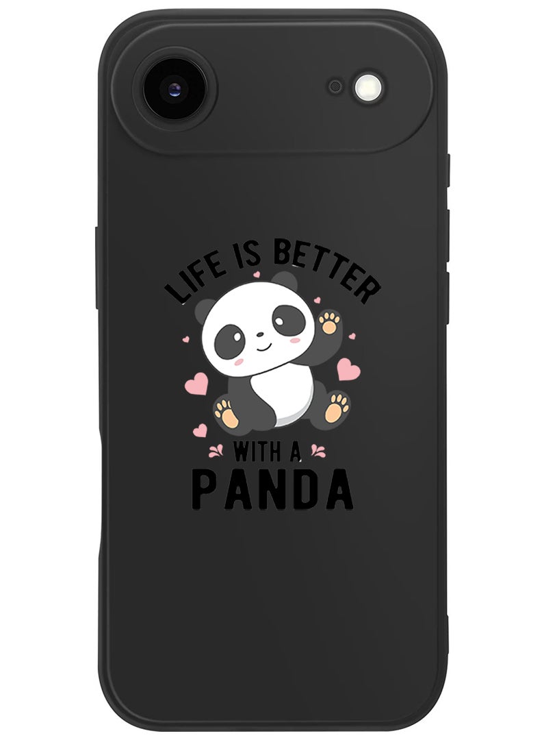 Theodor Protective Slim Fit Case Liquid Silicone Cover with Full Body Protection Anti-Scratch Shockproof Case For Apple iPhone 17 Air (Black) Life is better with panda black - Image 1