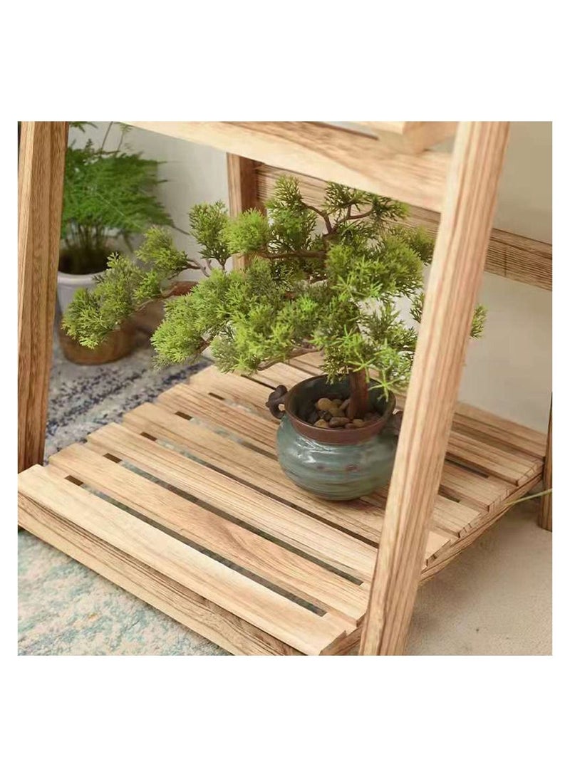 LINGWEI Wooden Flower Pot Stand 4 Tier Beige  - Image 4