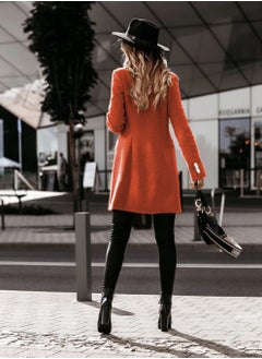 Loquat New Women's Fashion Simple Long Sleeve Lapel Button Wool Overcoat  - Image 2