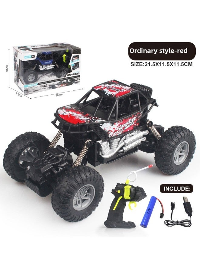 Children's Remote Control Off-road Vehicle Climbing Car Alloy Bigfoot Boy Toy Car Model Four-way Wireless Charging-Color:Red Climbing Car (handlebar Remote Control)  - Image 1