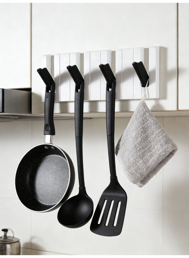 Joybos Modern minimalist piano key hooks, four-hook, no-drill door/wall hooks, suitable for hanging clothes, hats, bags, keys, etc. (black and white PP material, ) - Image 4