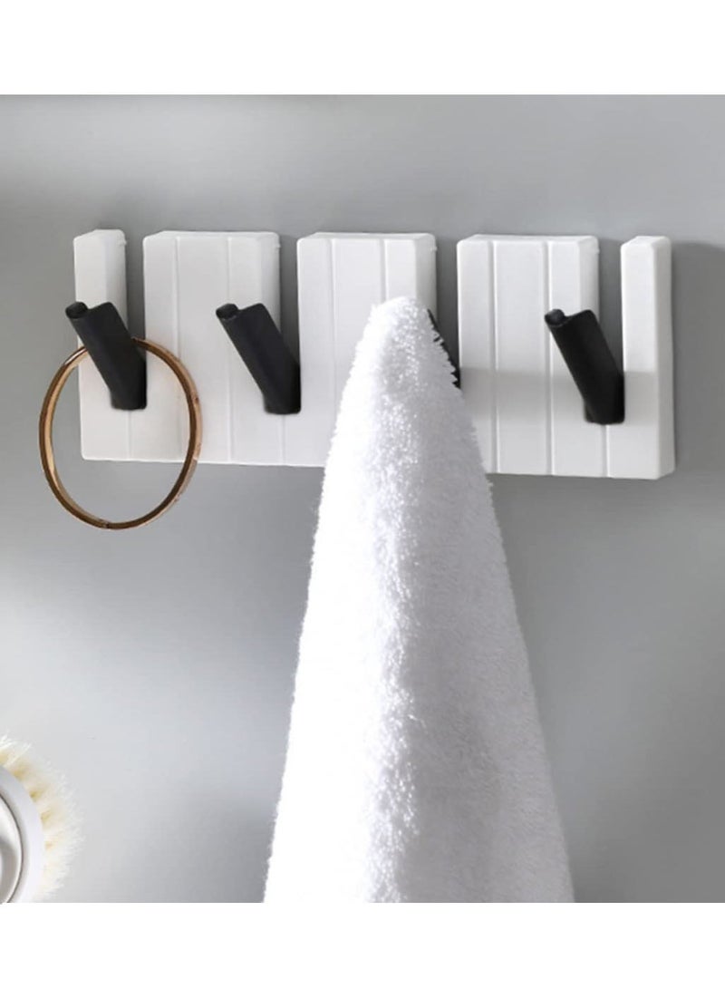 Joybos Modern minimalist piano key hooks, four-hook, no-drill door/wall hooks, suitable for hanging clothes, hats, bags, keys, etc. (black and white PP material, ) - Image 5