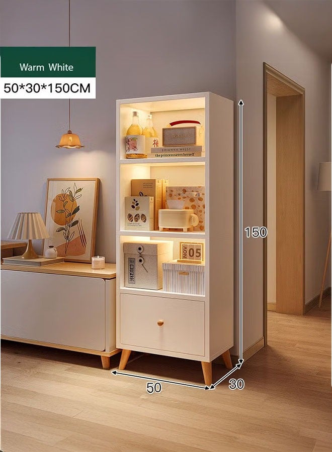 LEDIN Bookcase, Modern Display Cabinet with Drawers & Closed Back Wooden Storage Cabinet, Freestanding Bookshelf Storage Cabinet for Home Office, Without Doors - Image 2
