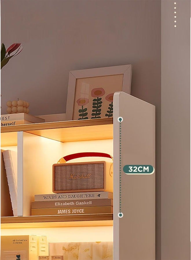 LEDIN Bookcase, Modern Display Cabinet with Drawers & Closed Back Wooden Storage Cabinet, Freestanding Bookshelf Storage Cabinet for Home Office, Without Doors - Image 3