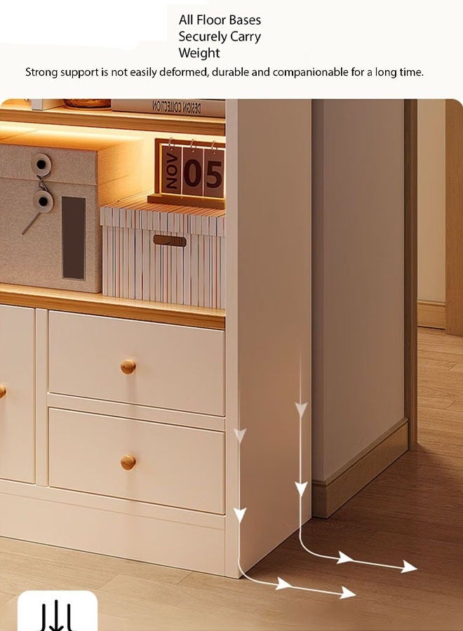 LEDIN Bookcase, Modern Display Cabinet with Drawers & Closed Back Wooden Storage Cabinet, Freestanding Bookshelf Storage Cabinet for Home Office, Without Doors - Image 4