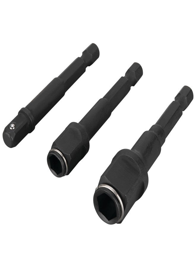 Performance Tool W2962 3 pc. 2-in-1 Drive Socket Adapter Set, Impact-Grade Chrome Vanadium Steel, Nut Driver Attachments, Socket Extensions, Black - Image 1