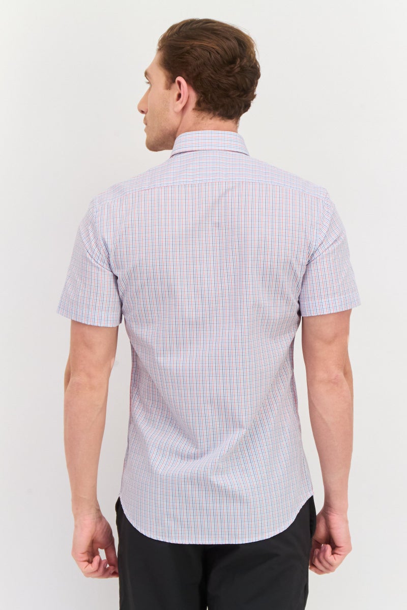 Tailorbyrd Men Regular Fit Embroidered Logo Short Sleeve Casual Shirts, White Combo - Image 3