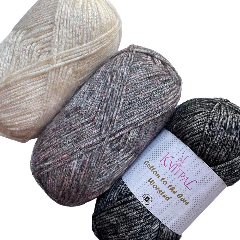 Cotton to The Core Worsted Weight Yarn for Crocheting 3 Skeins 654 Yds300G Free Patterns  Soft Cotton Yarn for Knitting  4 Medium Worsted Weight  Snowy Night
