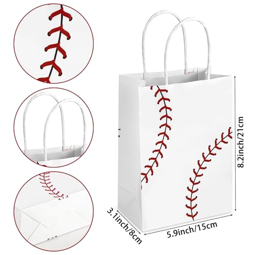 Hxezoc 12 Pieces Baseball Gift Bags with Handle, Paper Treat Candy Bag Sport Favor Bags For Baseball Theme Birthday Party Decoration Supplies - Image 2