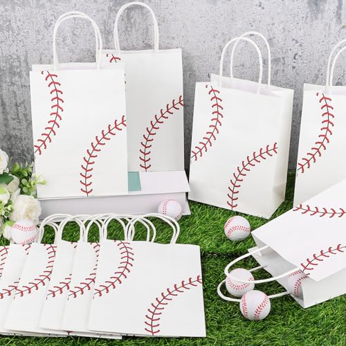 Hxezoc 12 Pieces Baseball Gift Bags with Handle, Paper Treat Candy Bag Sport Favor Bags For Baseball Theme Birthday Party Decoration Supplies - Image 3