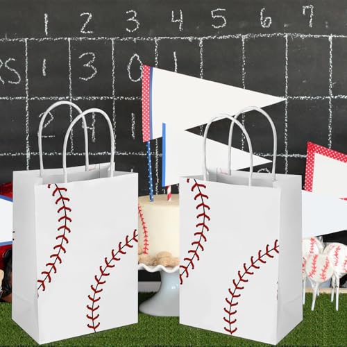 Hxezoc 12 Pieces Baseball Gift Bags with Handle, Paper Treat Candy Bag Sport Favor Bags For Baseball Theme Birthday Party Decoration Supplies - Image 5