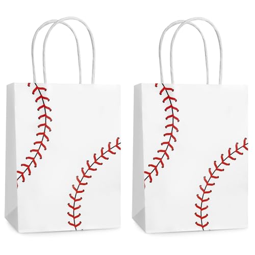 Hxezoc 12 Pieces Baseball Gift Bags with Handle, Paper Treat Candy Bag Sport Favor Bags For Baseball Theme Birthday Party Decoration Supplies - Image 1