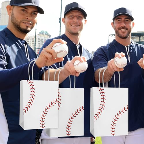Hxezoc 12 Pieces Baseball Gift Bags with Handle, Paper Treat Candy Bag Sport Favor Bags For Baseball Theme Birthday Party Decoration Supplies - Image 4