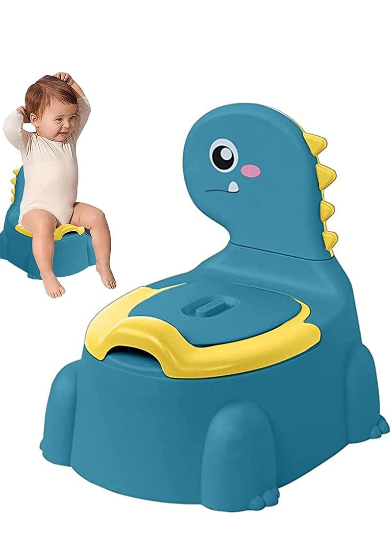 Furtey Cartoon Dinosaur Potty Training Toilet Chair for Baby from 1 year old Children Training Toilet Seat with Lid Toddler Urinal Blue  - Image 1