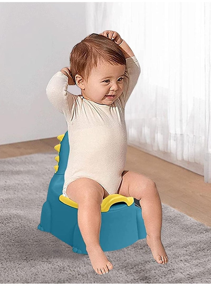 Furtey Cartoon Dinosaur Potty Training Toilet Chair for Baby from 1 year old Children Training Toilet Seat with Lid Toddler Urinal Blue  - Image 4