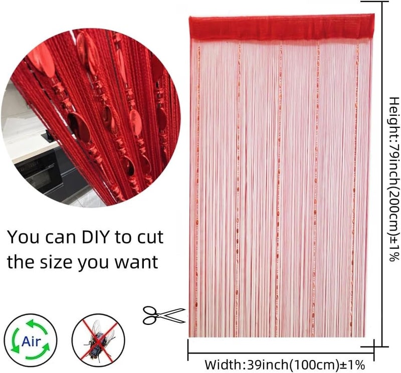 ave split 100cmX200cm Decorative Door String Curtain Beads Wall Panel Fringe Window Room Divider Blind for Wedding Coffee House Restaurant Parts Door Divider Beads Tassel Screen Decoration (red25) - Image 3
