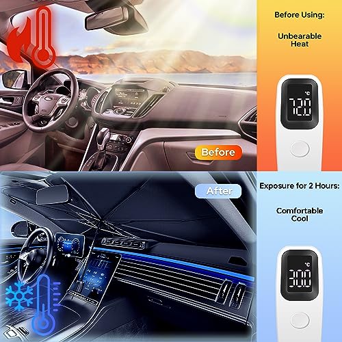 Un1que Car Windshield Sun Shade Protector- Foldable Car Shades for Windows, 3 Layers UV Block Umbrella, Car Front Window Heat Insulation Accessories for Pickup, Large SUV(Large Size) - Image 3