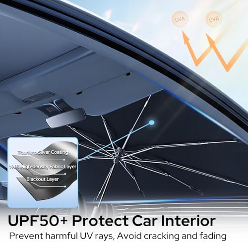Un1que Car Windshield Sun Shade Protector- Foldable Car Shades for Windows, 3 Layers UV Block Umbrella, Car Front Window Heat Insulation Accessories for Pickup, Large SUV(Large Size) - Image 4