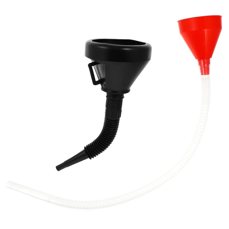 Wide Mouth Fuel Funnel and Gasoline Funnel 2pcs Set with Filter Screen and Flexible Spout for Engine Oil and Kerosene Filling - Image 1