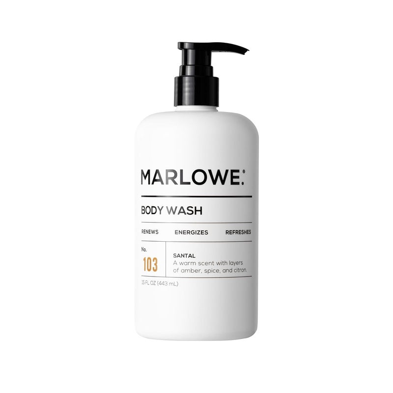 MARLOWE No 103 Body Wash 15 oz Pump Santal Energizing Refreshing Shower Gel Willow Bark Green Tea Extracts Cleanses Moisturizes Smooths Nourishes Warm Amber Spice Citron Scent - Image 1