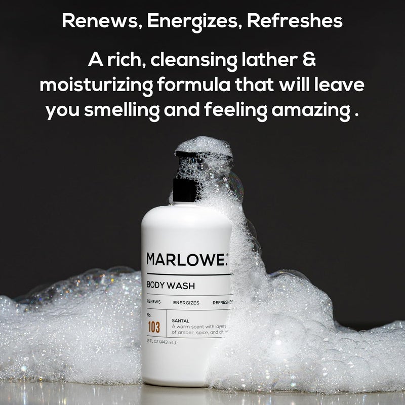 MARLOWE No 103 Body Wash 15 oz Pump Santal Energizing Refreshing Shower Gel Willow Bark Green Tea Extracts Cleanses Moisturizes Smooths Nourishes Warm Amber Spice Citron Scent - Image 2