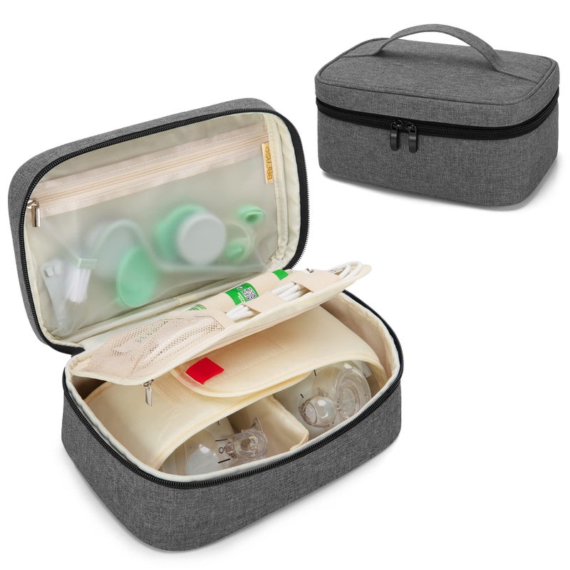 BAFASO Wearable Breast Pump Bag Compatible with Elvie and Momcozy Breast Pump Case for Wearable Breast Pump and Extra Parts Patent Pending Gray