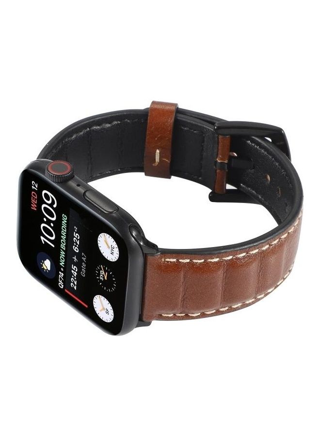 NIBEMINENT Watchband For Apple Watch Series 7 41mm/6 & Se 5 4 40mm/3 2 1 38mm Dark Brown - Image 4