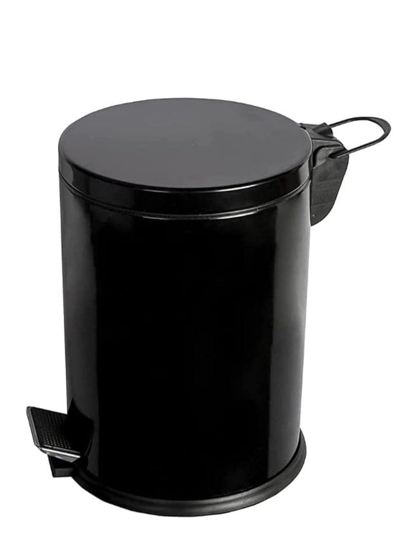 12L Black Stainless Steel Pedal Bin with Lid Top Opening - Image 1