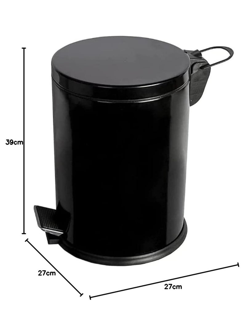 12L Black Stainless Steel Pedal Bin with Lid Top Opening - Image 3