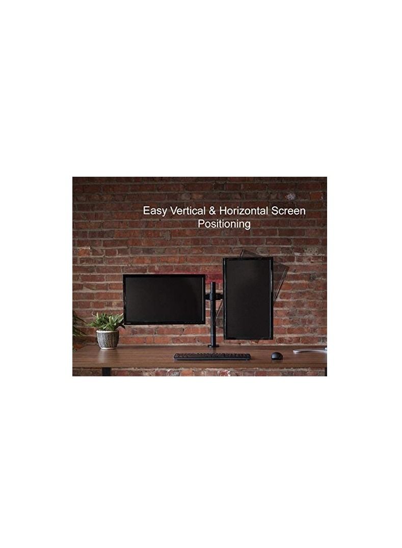 Dual LCD LED Monitor Desk Mount Stand with C-clamp and Bolt-Through Grommet Options | Heavy Duty Fully Adjustable Arms Hold Two (2) Screens up to 27" - Image 4