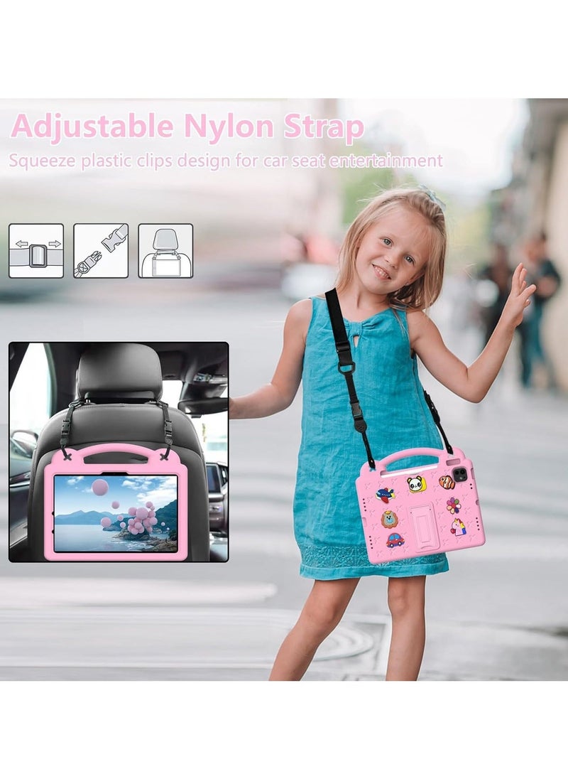 Kids Case for iPad Pro 11 Inch M4 (2024, 5th Gen), iPad Pro 11 Case with Pencil Holder, Supports Pencil Pro and Pencil (USB-C), Handle Stand  Shoulder Strap, Pink - Image 5