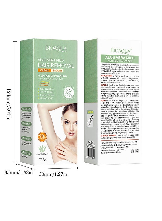 BIOAOUA Hair Removal Cream for Women and Men, Sensitive Depilatory Cream for Bikini Private Areas Pubic Body Legs and Underarms, Gentle Formula for All Skin Type - Image 2