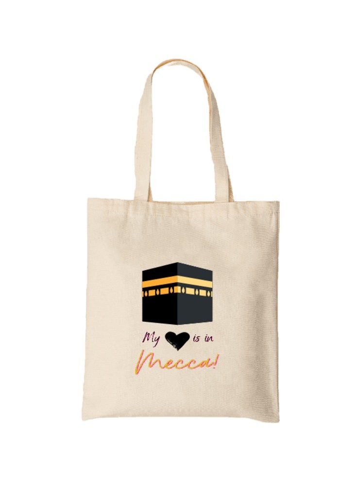 Hilalful HILALFUL Tote Bags - My Heart Is In Mecca | Messenger Bags for Adults | Carry on Shoulders or Sling Bag for Eid | 100% Cotton Bags | Reusable bags | Tote Bags for Daily Use, Shopping, Travel, Gym  - Image 1