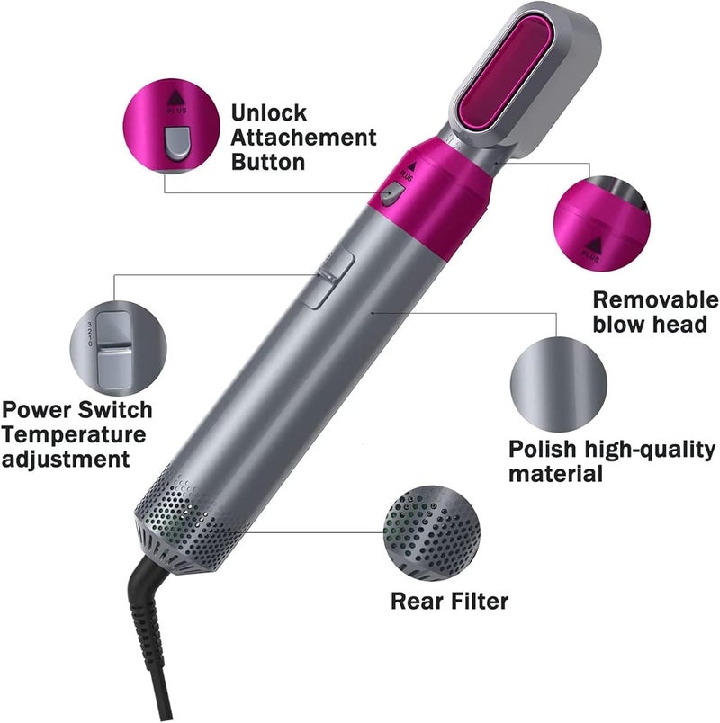 klarako 5 in 1 Electric One Step Hair Dryer Hot Air Brush Styler with Hair Volumizer Curler and Negative Ion Hair Straightener Brush (US) - Image 5