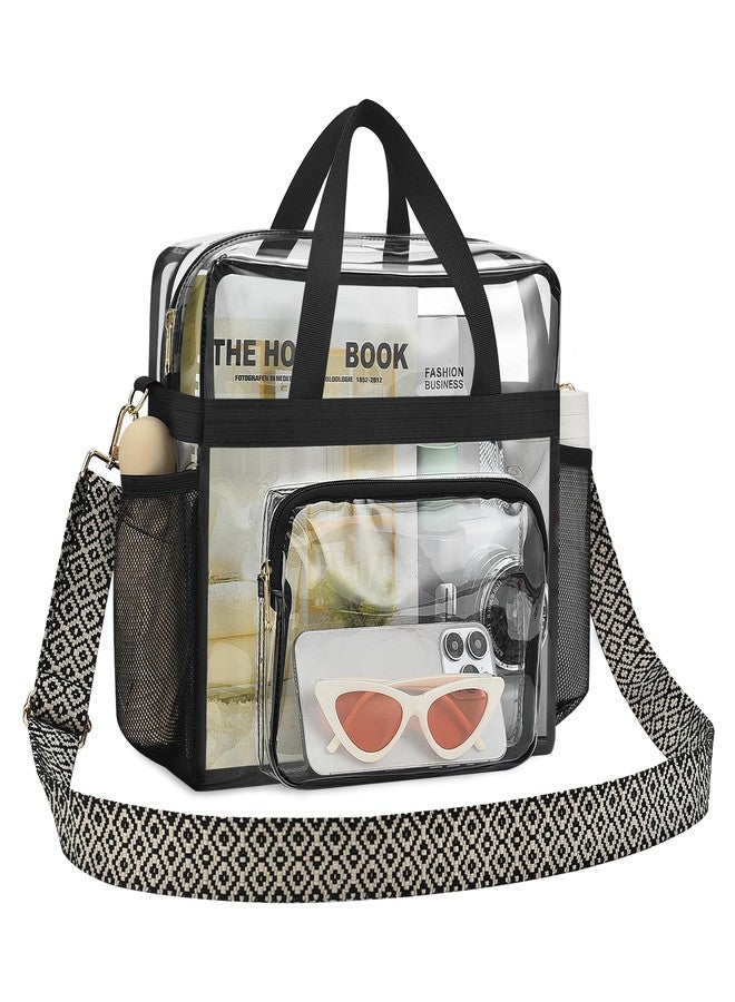 Bagenius Clear Tote Bag Stadium Approved, 12x6x12 Game Day Clear Satchel Bag with Shoulder Strap for Concert Work and Sports, Wave-Strap - Image 1
