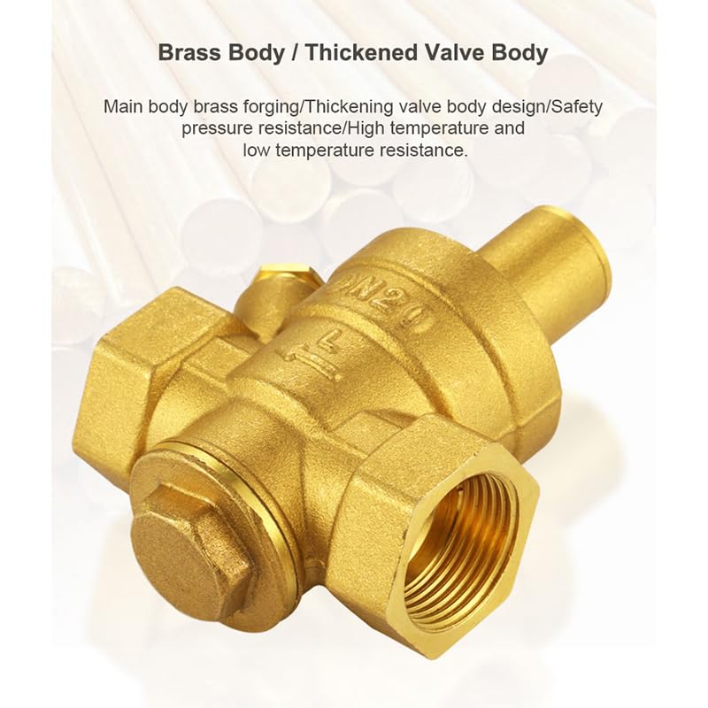1/2" 3/4" 1" 2" Brass Reducing Valve DN15 DN20 DN25 DN50 Female Thread Water Heater Home Pipe Pressure regulating Valve(1/2",Valve with Gauge) - Image 4