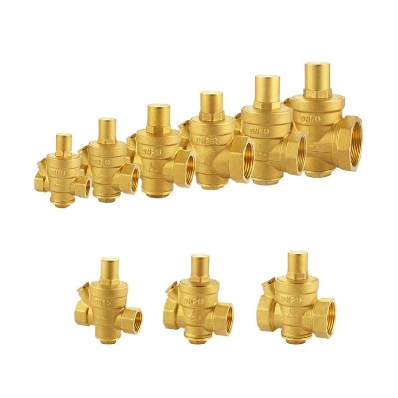 1/2" 3/4" 1" 2" Brass Reducing Valve DN15 DN20 DN25 DN50 Female Thread Water Heater Home Pipe Pressure regulating Valve(1/2",Valve with Gauge) - Image 1