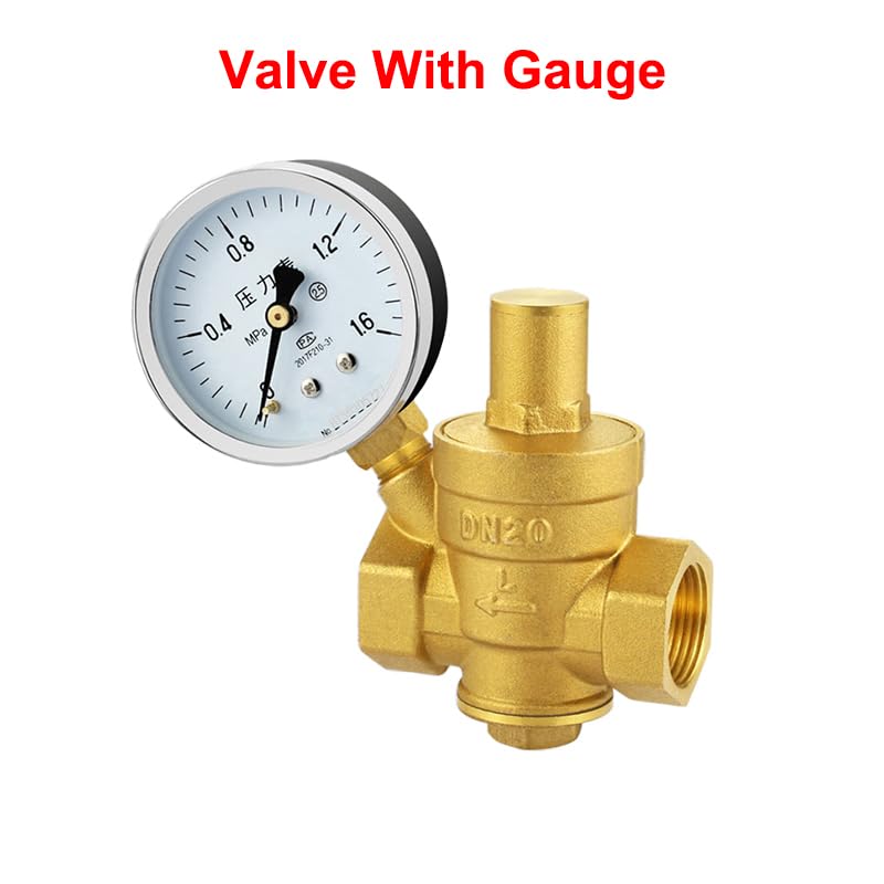 1/2" 3/4" 1" 2" Brass Reducing Valve DN15 DN20 DN25 DN50 Female Thread Water Heater Home Pipe Pressure regulating Valve(1/2",Valve with Gauge) - Image 3