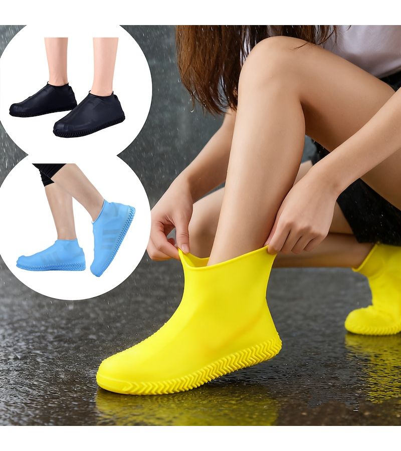 Reusable Shoe Covers For Rain Hikes Blue 8 Pairs Slip Resistant Durable - Image 4