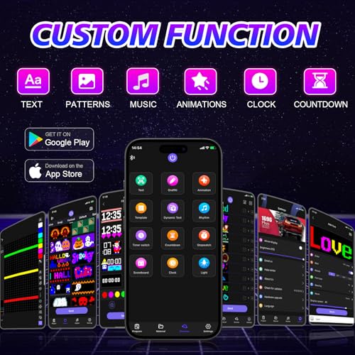 Rayhome LED Eyes for Motorcycle Windshield, 7''x3'' Flexible Devil Car Eyes Animated led, Programmable Bluetooth APP Control Custom Text Pattern Animation LED Sign for Car Windshield - Image 3