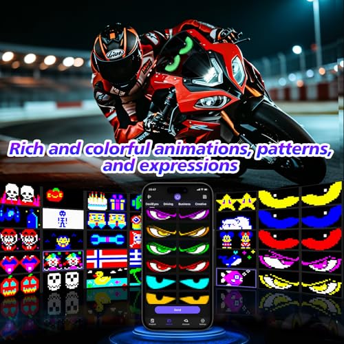 Rayhome LED Eyes for Motorcycle Windshield, 7''x3'' Flexible Devil Car Eyes Animated led, Programmable Bluetooth APP Control Custom Text Pattern Animation LED Sign for Car Windshield - Image 4