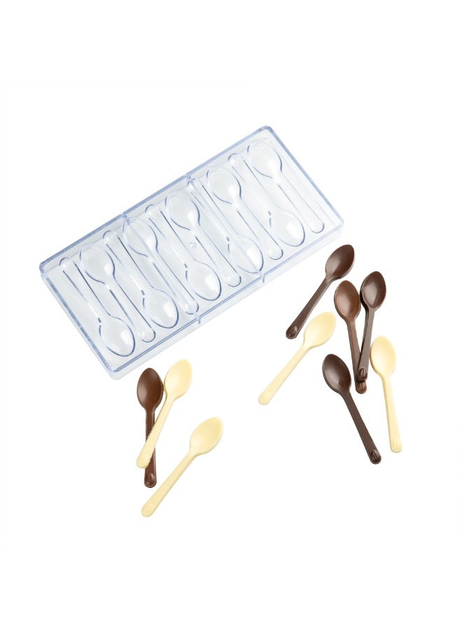 Restaurantware قوالب ملاعق الشوكولاتة من باستري تيك 10.8 × 5.3 بوصة، 10 قوالب ملاعق شوكولاتة - 10 تجاويف، آمنة للتجميد، قوالب ملاعق حلوى من بولي كربونات شفافة، سهلة الإخراج، درجة غذائية - Image 2