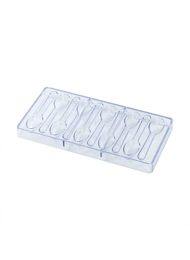 Restaurantware قوالب ملاعق الشوكولاتة من باستري تيك 10.8 × 5.3 بوصة، 10 قوالب ملاعق شوكولاتة - 10 تجاويف، آمنة للتجميد، قوالب ملاعق حلوى من بولي كربونات شفافة، سهلة الإخراج، درجة غذائية - Image 1