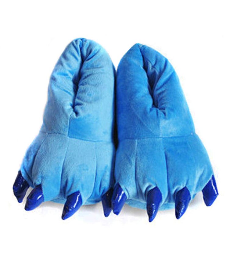 AISHNE Adult Cute Plush Animal Paw Slippers Fuzzy Warm House Shoes Blue L - Image 1