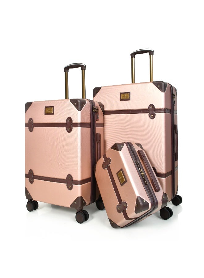 مورانو حقائب سفر كلاسيكية مورانو 4 قطع بعجلات دوارة وقفل أمان مقاسات : 28''-24''-20''-14 أنش لون (روز قولد) - Image 3
