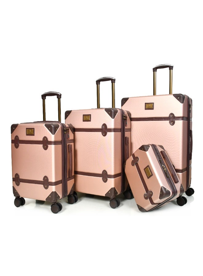 مورانو حقائب سفر كلاسيكية مورانو 4 قطع بعجلات دوارة وقفل أمان مقاسات : 28''-24''-20''-14 أنش لون (روز قولد) - Image 1