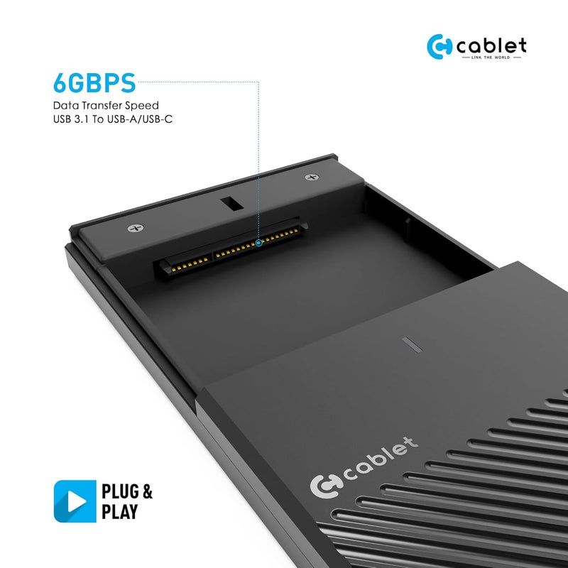 Cablet 2.5 Inch SATA Type C 3.1 HDD/SSD 6GBPS Speed Portable External Enclosure, 7mm and 9.5mm, Tool-Free Design, Supports UASP Max 6TB (Type C) - Image 5