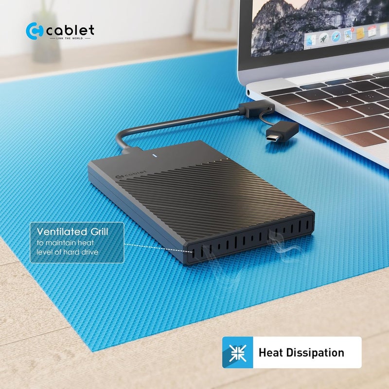 Cablet 2.5 Inch SATA Type C 3.1 HDD/SSD 6GBPS Speed Portable External Enclosure, 7mm and 9.5mm, Tool-Free Design, Supports UASP Max 6TB (Type C) - Image 4