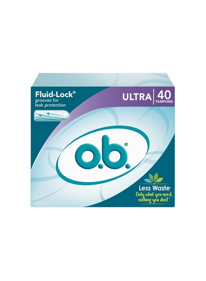 o.b. Tampons | Non-Applicator Tampon, Unscented | Ultra Tampons, 40ct - Image 1