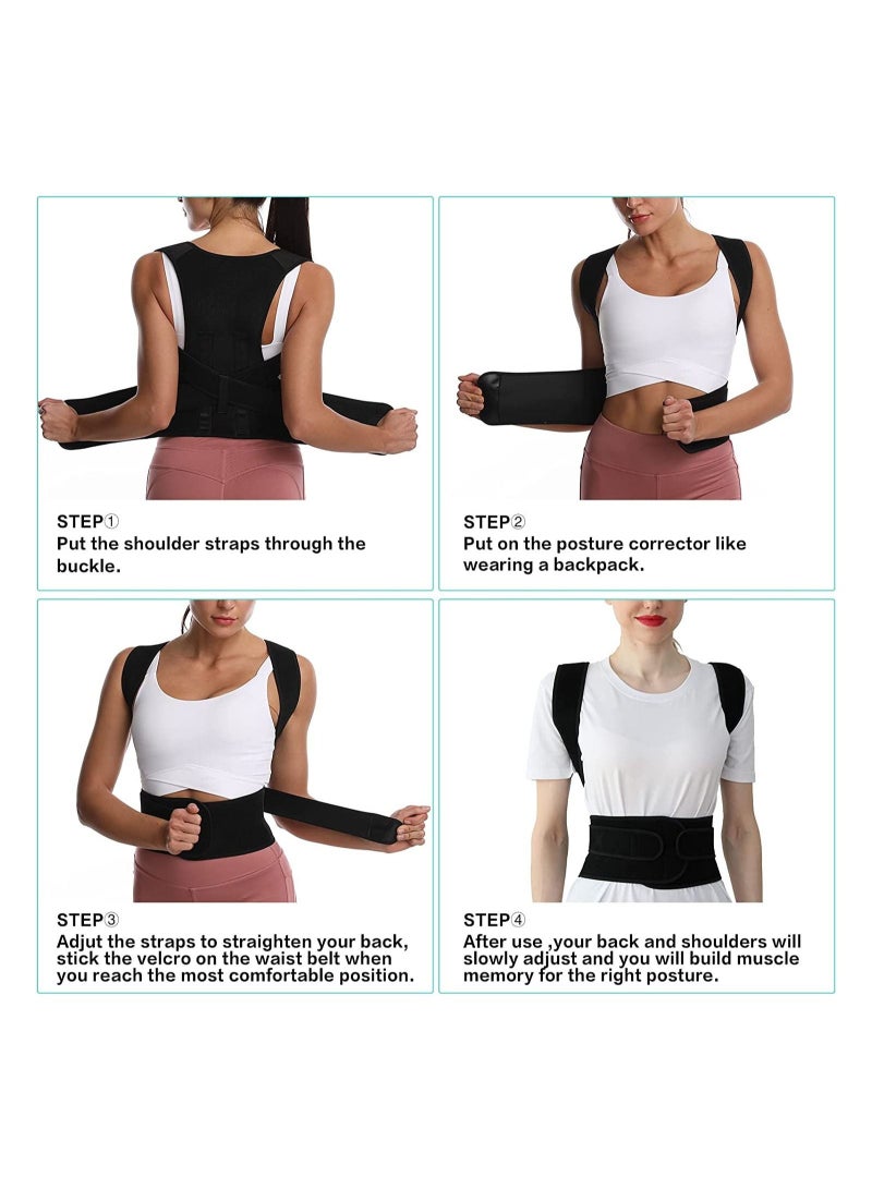 Captaintech Posture Corrector For Women And Men, Adjustable Breathable Back Straightener, Upper Back Brace Support And Providing Pain Relief From Neck, Back Shoulder Improve Temperament - L - Image 3